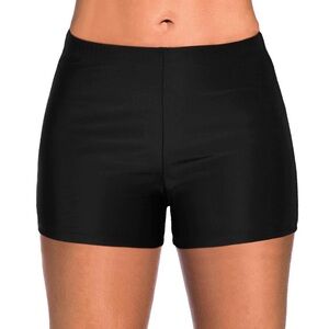 YONIQUE Black Swim Shorts Bottoms Slides L NWT
